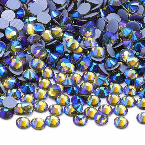 Strass ronds en verre transparent AB à dos plat pour customisation de vêtements - 7