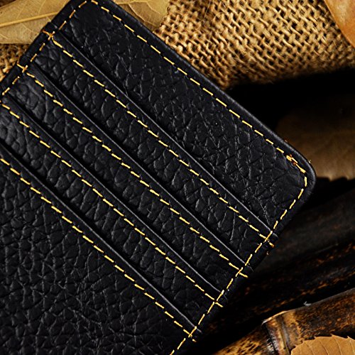 Image of Le'aokuu Genuine Leather Magnet Money Clip Credit Card Case Holder Slim Wallet
