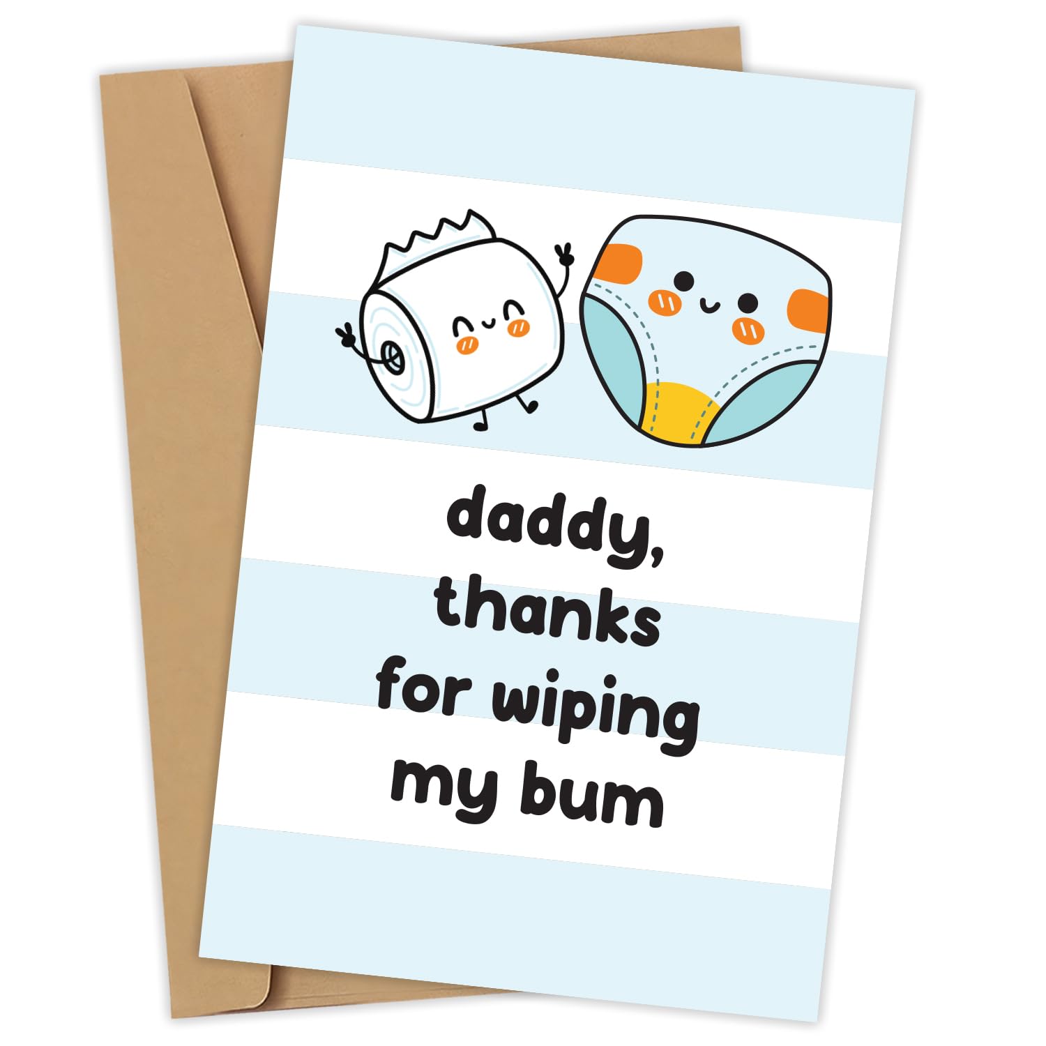 MIKAYENUS Fathers Day Card From Kids Funny - Daddy Thanks For Wiping My Bum - Funny Dad Gifts From Daughter, Son - Happy Fathers Day Card For Dad,