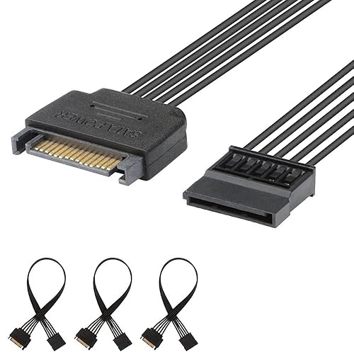 J&D Cable de extensión de alimentación SATA de 15 pines (paquete de 3), cable Sata macho a hembra, extensión de cable de alimentación SATA, 10