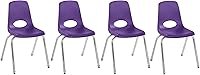 Vista 55 de FDP 10380-BK - Silla escolar apilable de 14 pulgadas, asiento apilable para estudiantes con patas de acero cromado y deslizadores de bolas