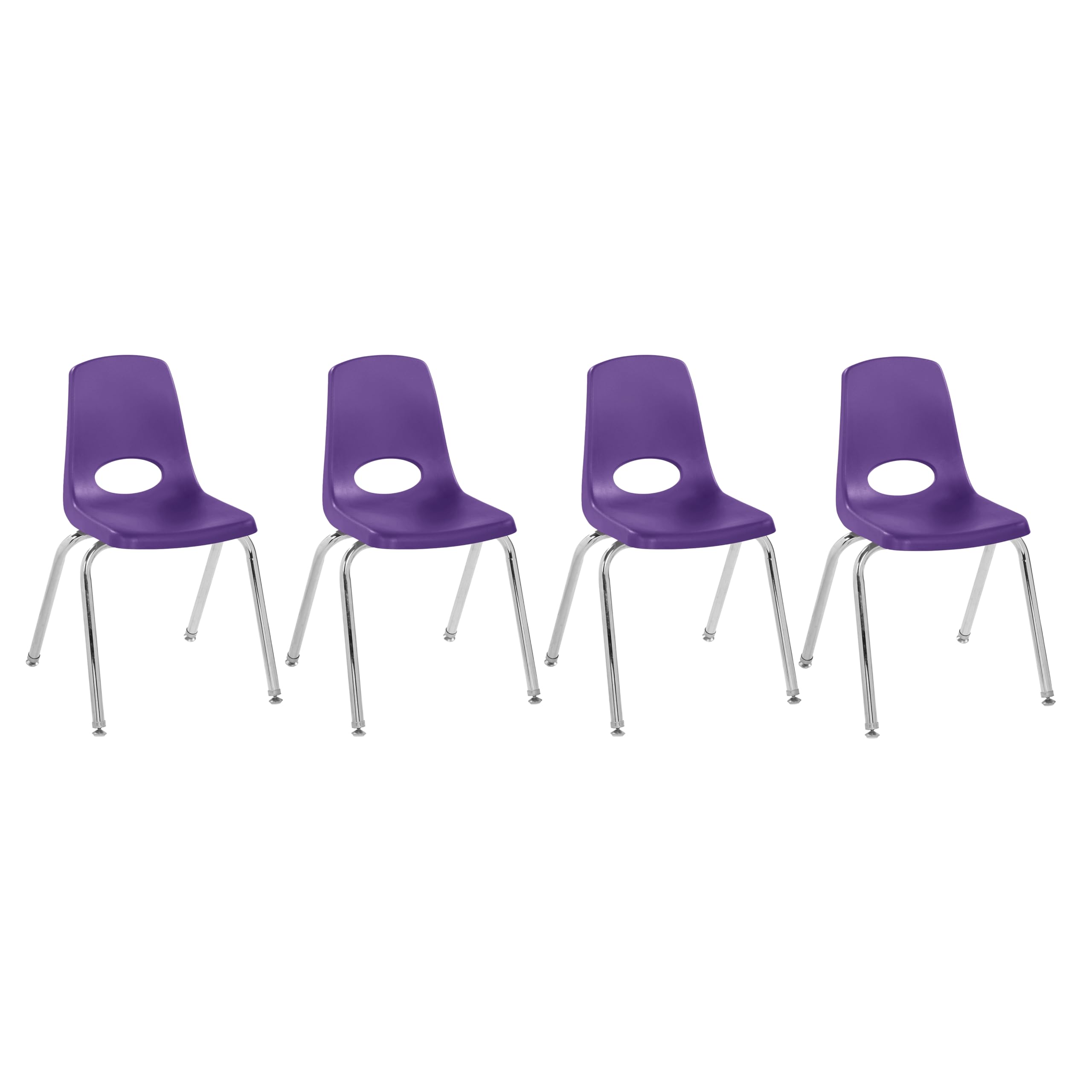 FDP 16" School Stack Chair with Swivel Glides, Purple, 4-Pack, 10383-PU