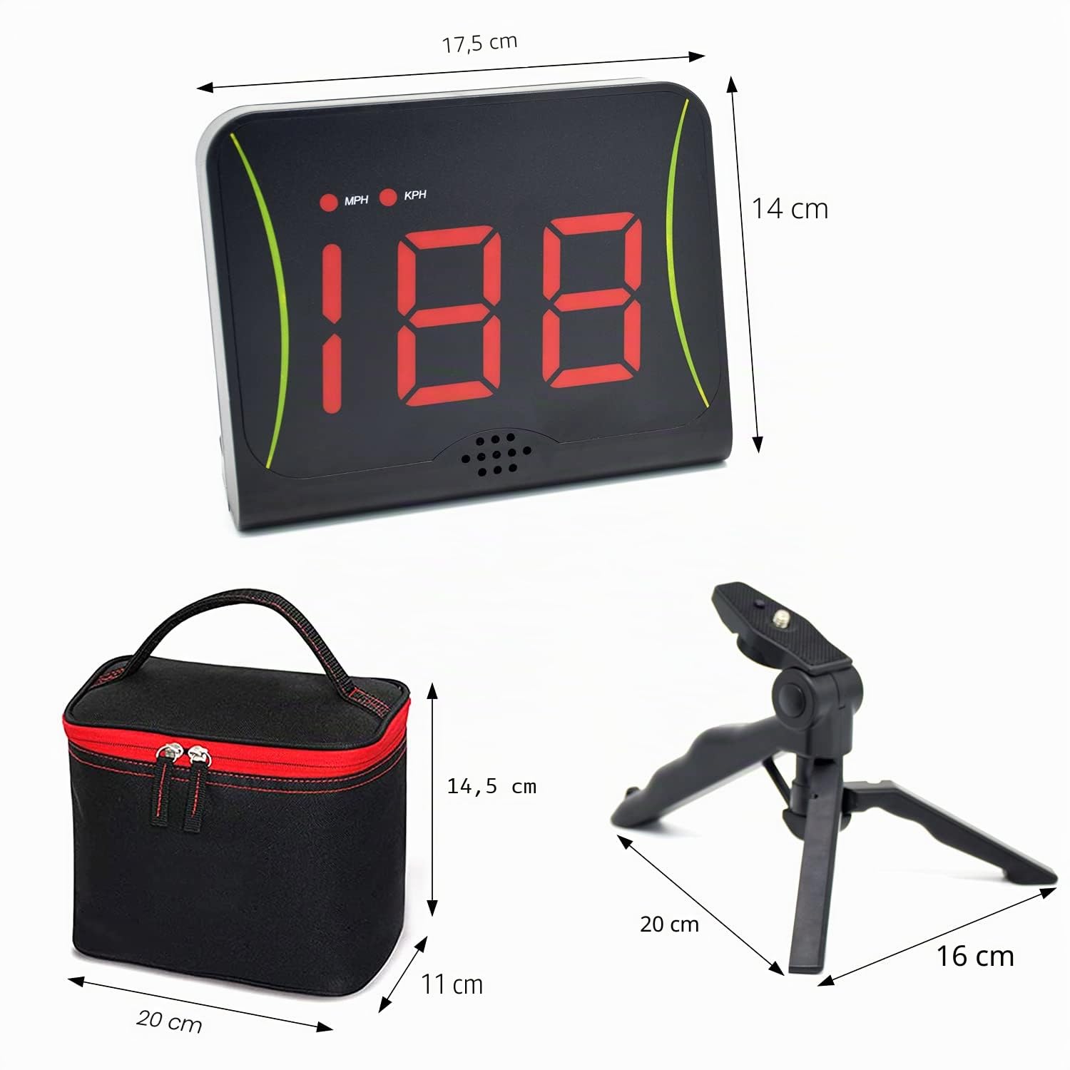 OYE Hockey Shot Puck e velocità della Palla con Display LED Rosso, Radar di velocità di tiro con misurazione mph e KPH, Radar autoportante per Lacrosse,Baseball, Hockey