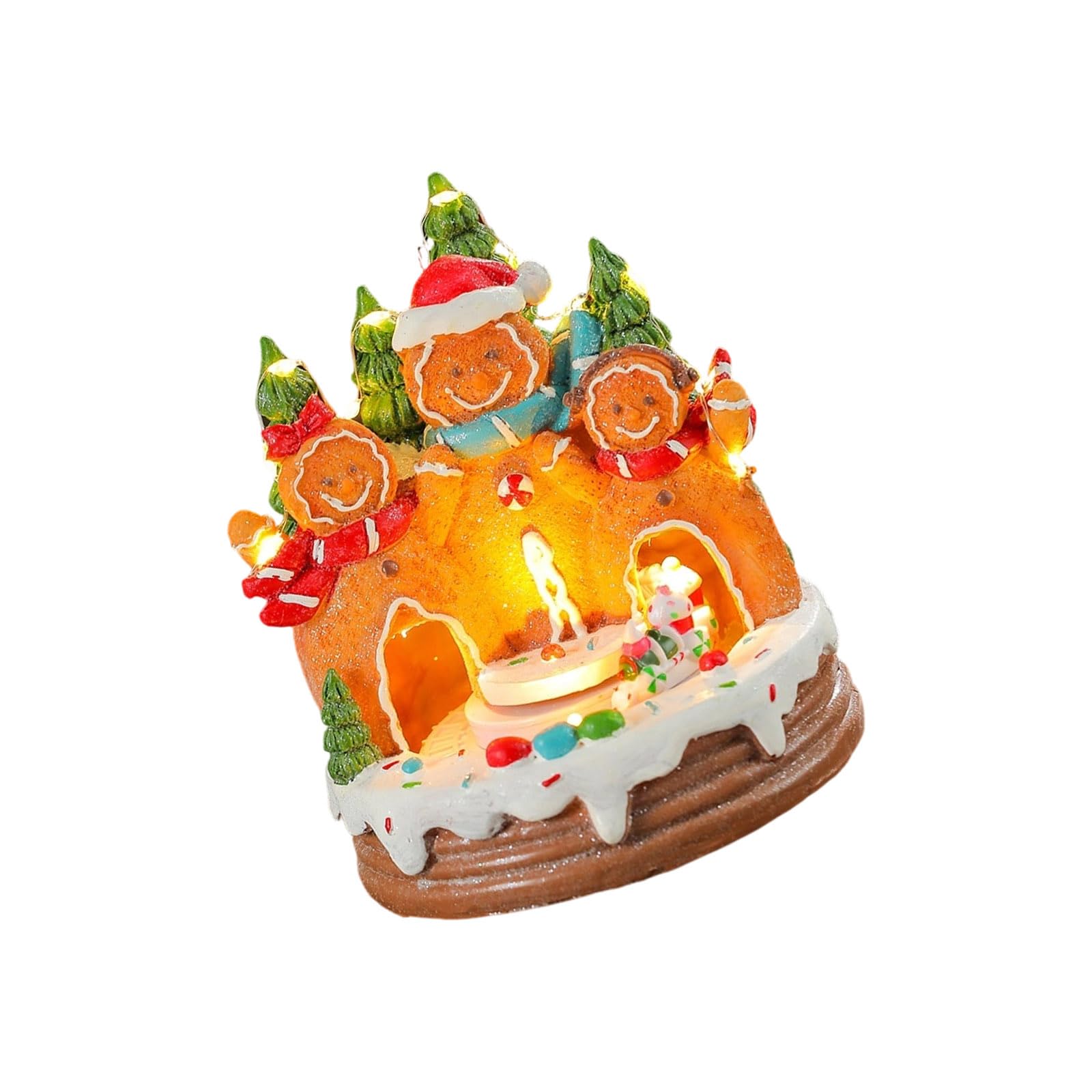 Pangboer D Christmas Tabletop Accent Ecoration, Lighte Rotating Music Box Resin Ornament With Usb Or Battery Power For Indoors Lighte Christmas Houses Music Box Rotating Holiday Centerpiece Winter Tabletop