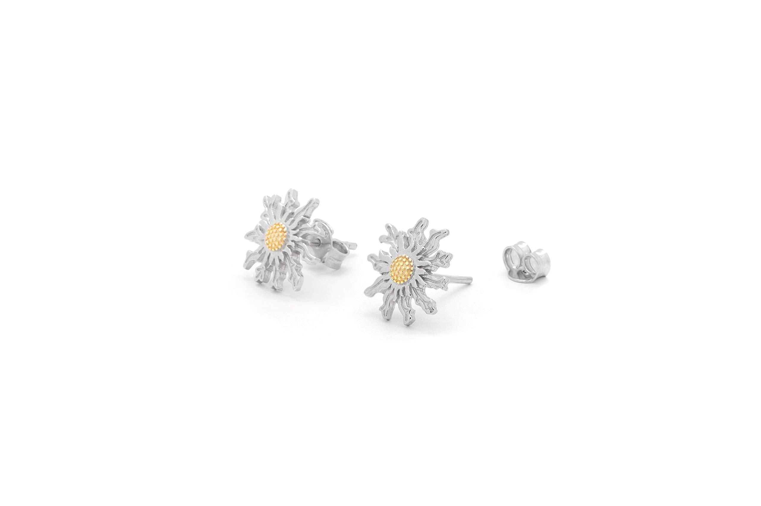 Orecchini Minimal Fiore Argento 925 Placcato Oro | Design Moderno