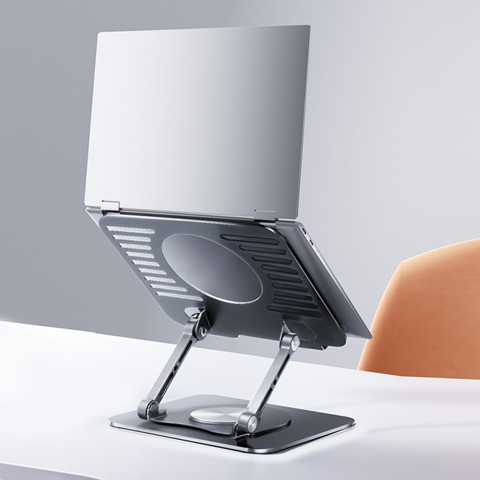 Soporte portátil plegable para portátil, rotación ajustable, altura antivibración, diseño antivibración para uso doméstico para portátiles de 15.6 pulgadas, soporte ergonómico para laptop