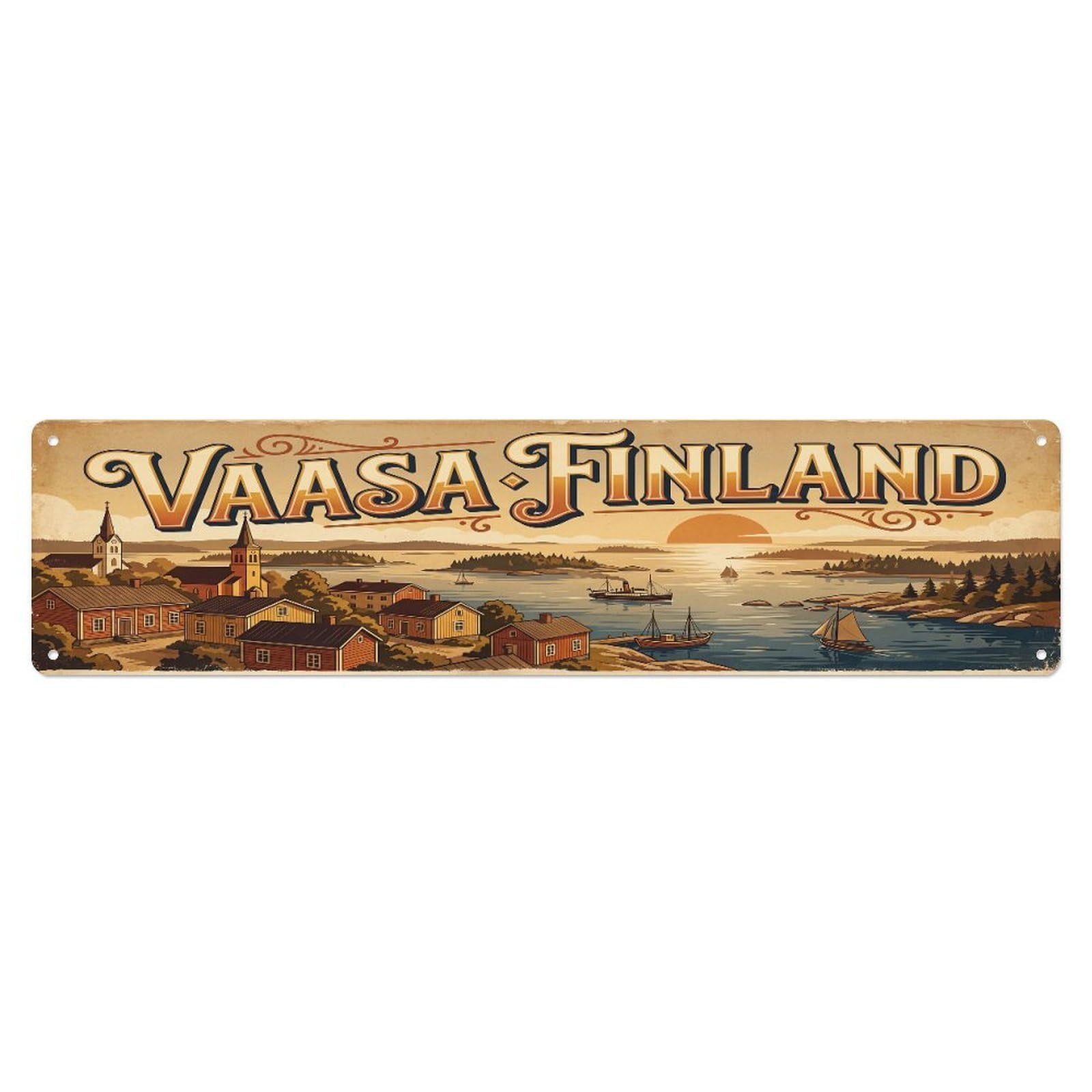 Tgrcjimh Style Metal Tin Sign Retro Travel Finland Vaasa