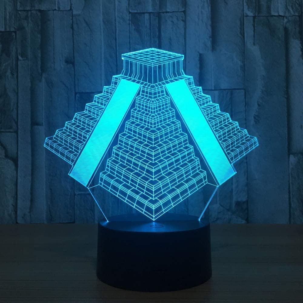 Maya pyramid 3D light LED night light light 7/16 Colors changing lamp bedside nightstand bedroom decor gifts