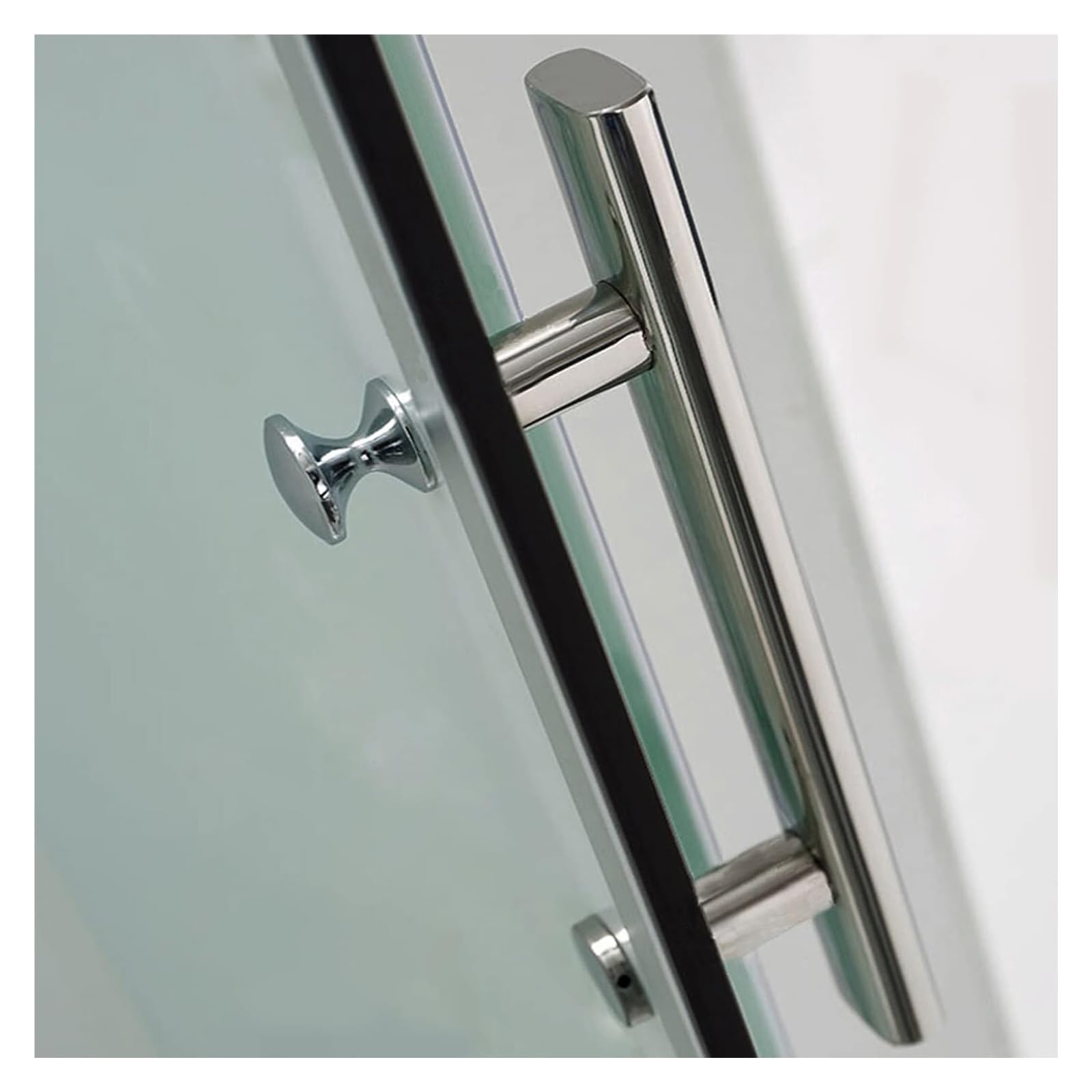 Poignée de porte de salle de bain en acier inoxydable au design épuré