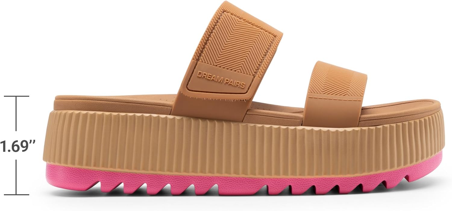 DREAM PAIRS Women's Platform Slip on Adjustable Sandals Lightweight Comfortable Non-Slip Vacation Beach Chunky Open Toe Wedges for Summer Waterproof Shoes 2026