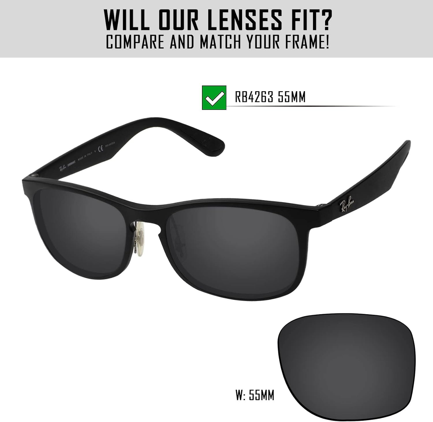 Polarized Replacement Lenses for Ray-Ban RB4263 55mm Sunglass