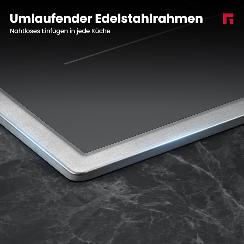 GASLAND IH905BFB 90 cm beépíthető indukciós főzőlap 5 zónás rozsdamentes acél keret FlexInduction PowerBoost 10000 W edény nélkül