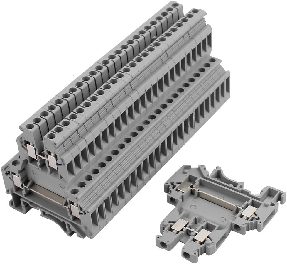 25Pcs UKK3 Distribution electrical DIN Rail Mount Double-level Terminal Block 300V 25A 28-10AWG Gray