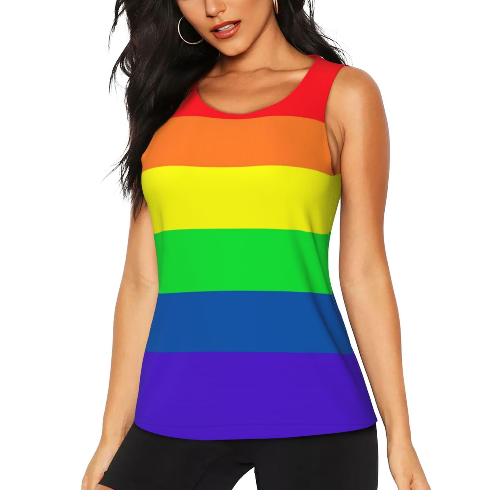 Women Tank Tops Sleeveless Vest Gay Pride LGBT Rainbow Flag for Casual Gym Athletic Running Workout Shirt