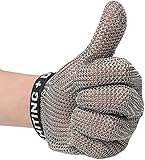 LoiYtrd Arbeitssicherheit Schnittschutzhandschuhe aus Edelstahl, schnittfeste Handschuhe, Chef-Metzger-Sicherheits-Arbeitshandschuhe, Kettenhemd-Handschuhe mit Verstellbarer Handschlaufe(M)