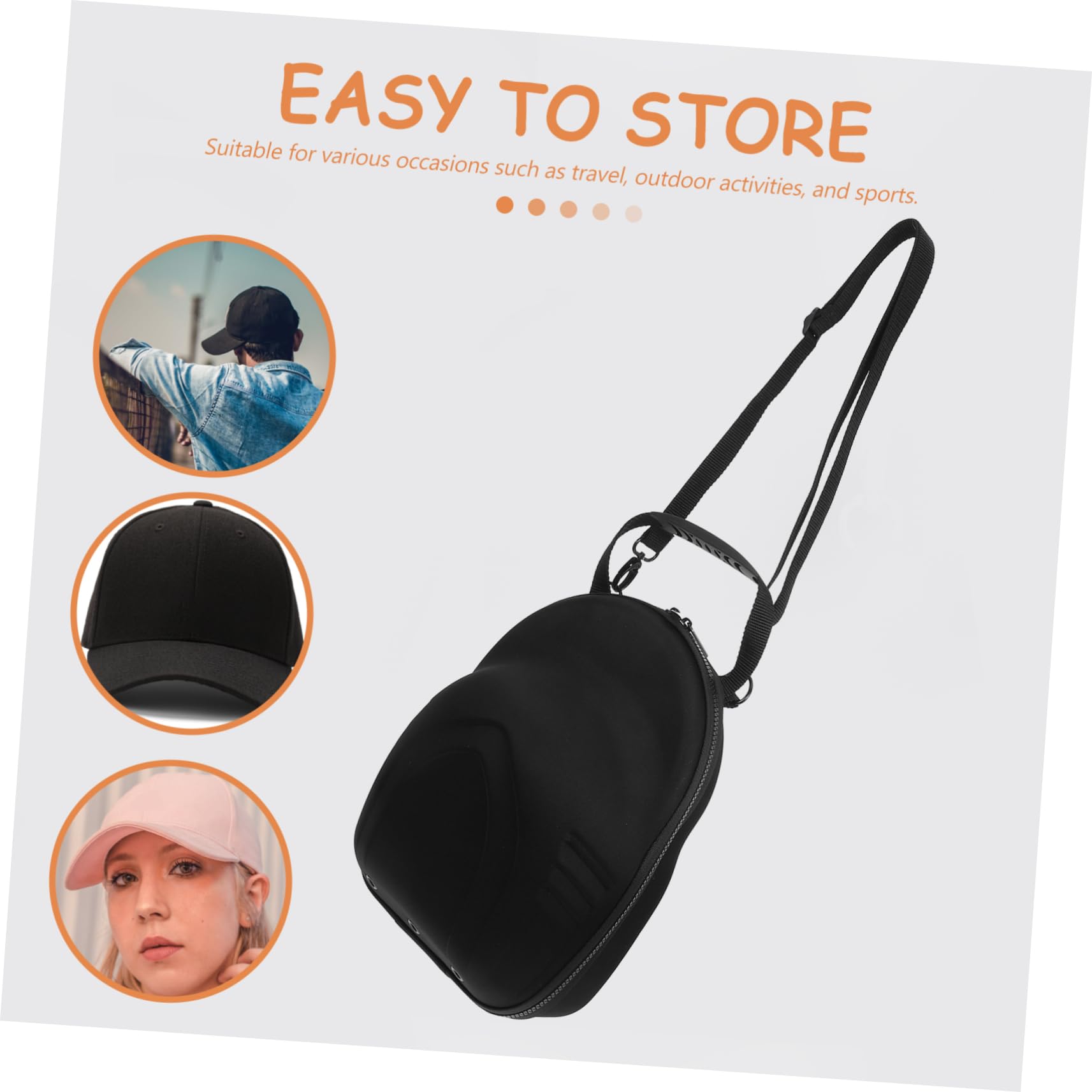 KOMBIUDA Estuche Rígido de Viaje para Gorras de Béisbol, Organizador de Eva con Asa de Transporte y Correa Ajustable Hombro, Negro
