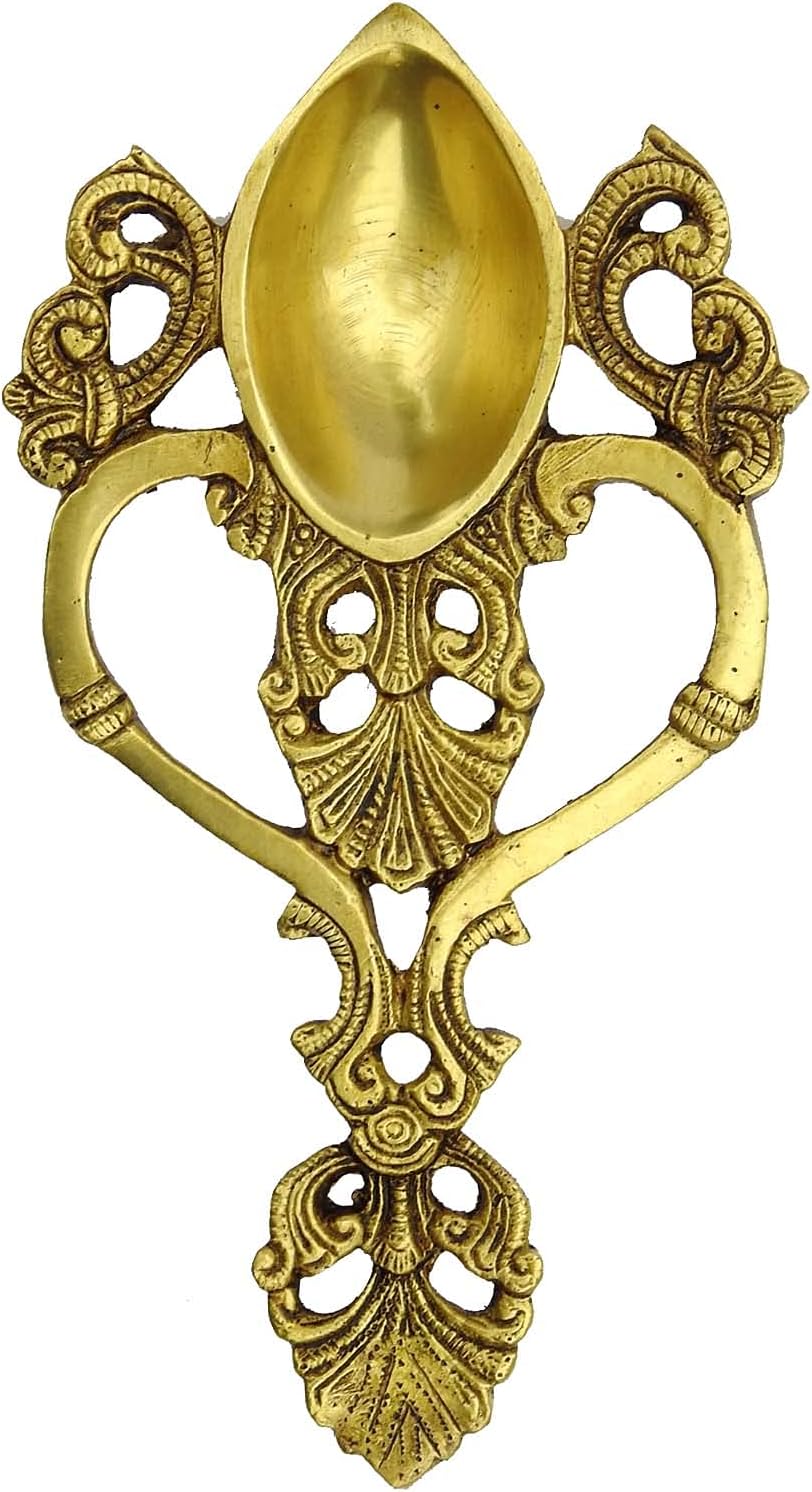 Susajjit Decor Brass Made Kapoor Arti Diya or Sppon Made of Brass