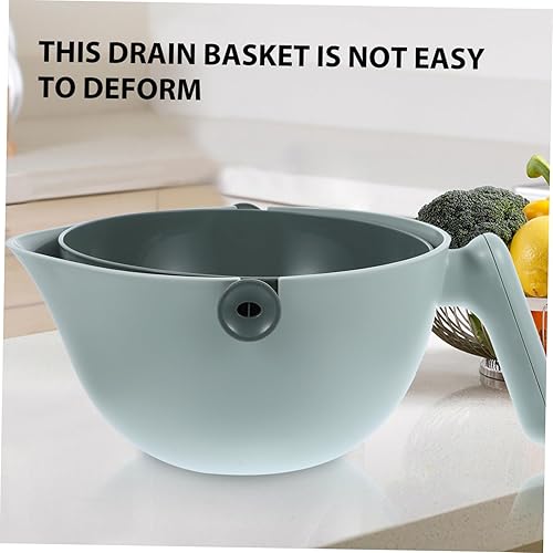 Miniatura 5 de Cuenco colador de cocina doble con asa para un lavado eficiente de frutas y verduras, material PP ABS de grado alimenticio, fácil de usar, olor para