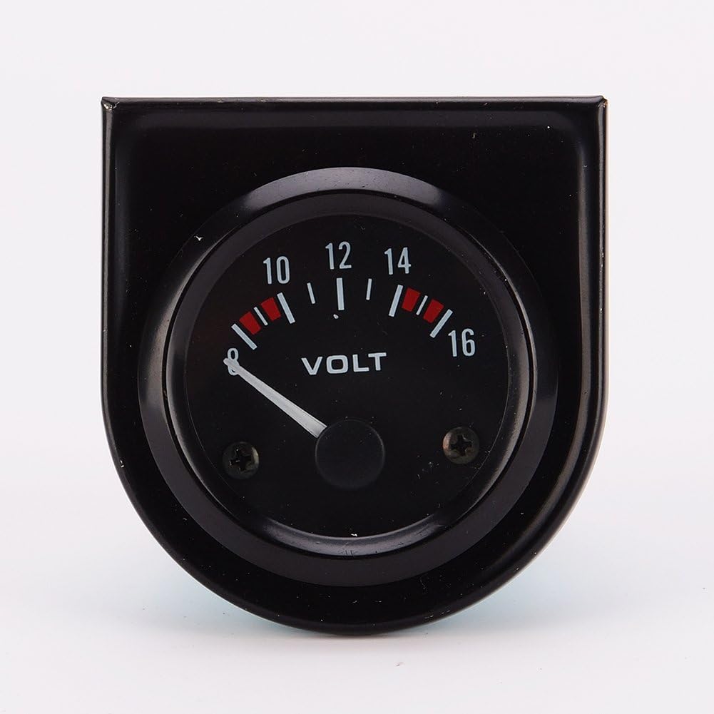 Universal pointer12v 2" 52mm Volt Voltage Meter Gauge Voltmeter Car Auto Measure Range 8-16v LED Light dial Black : Automotive
