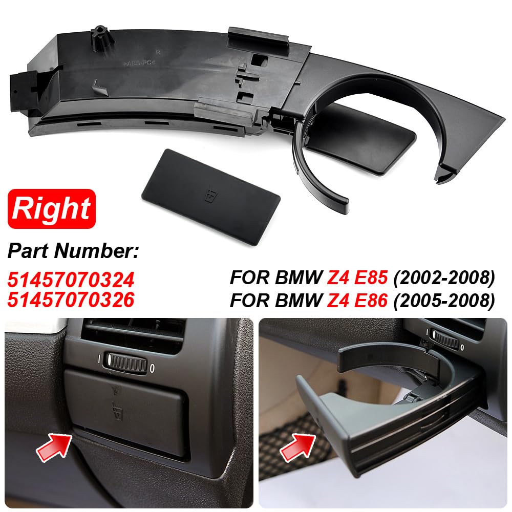 Portabicchieri per auto per portabicchieri cruscotto auto compatibile con BM-W Z4 E85 E86 2003-2008 - Destra