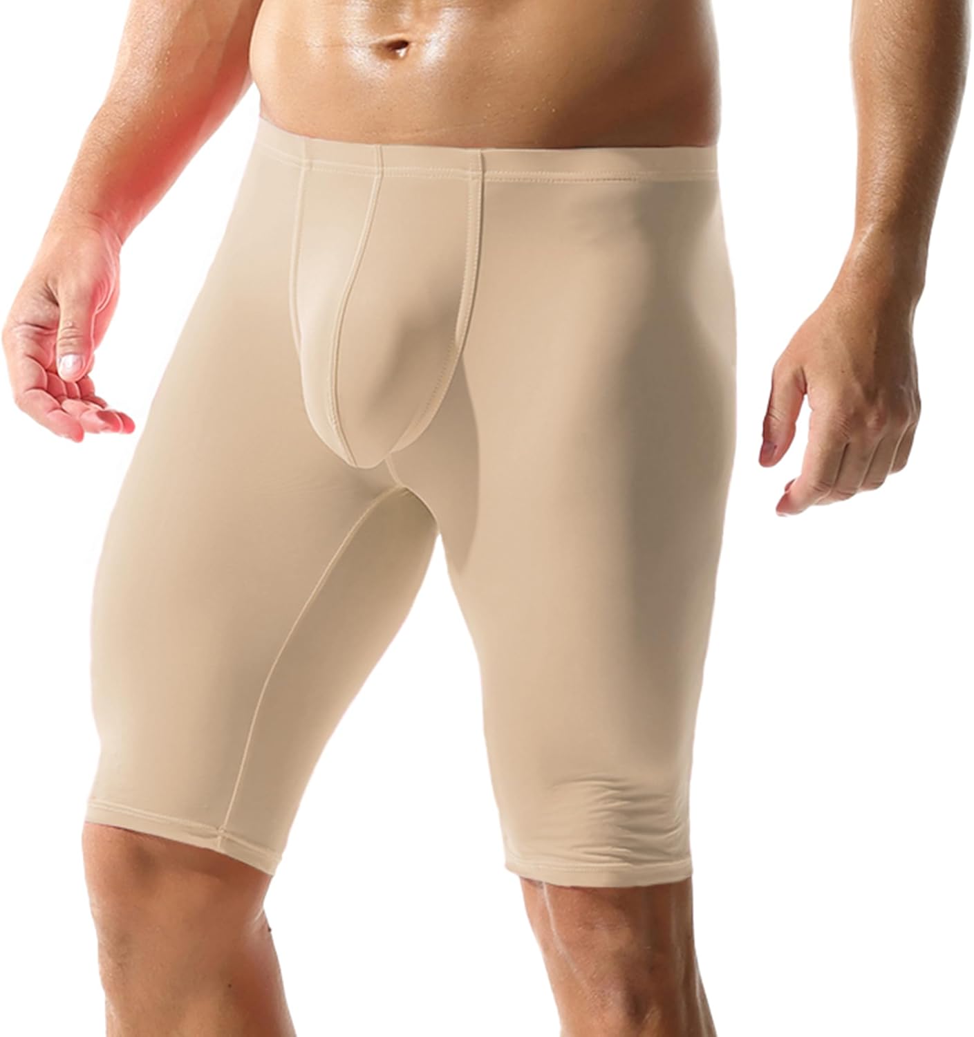 YUFEIDA Men's Compression Half Tights Leggings Sheer Swimwear Shorts Trunks Pant - Image 4