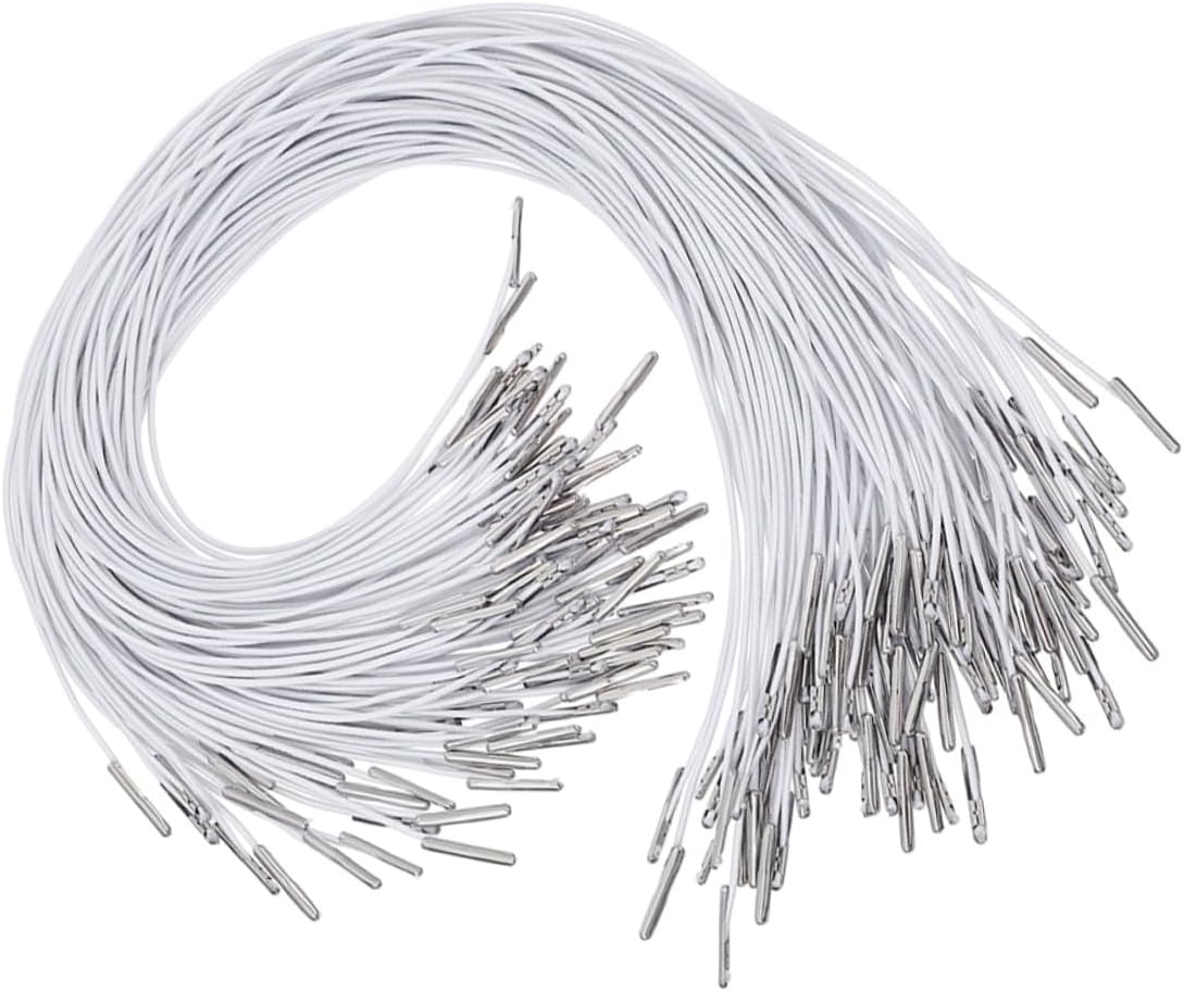 200pcs Elastic String Cord for Hat Chin Straps and Mask Hanging, Metal-end Barbed Fasteners, Stretch Binding Rope for DIY Face Masks and Costume Accessories