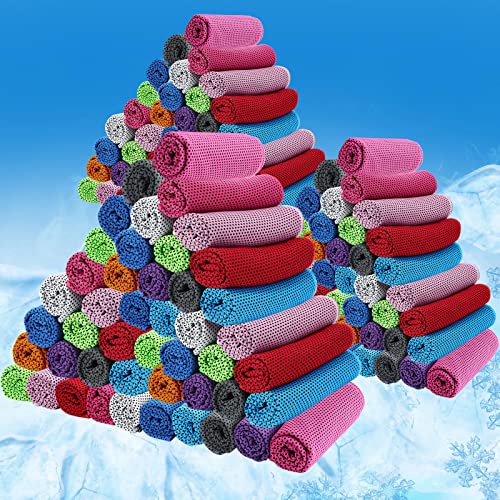 Bbto 32 X 12 Inch Microfiber Ice Towel, Cooling Cold Soft Towel For Neck And Face Breathable Chilly Towel For Yoga, Sport, Gym, Workout, Camping And More Activities (Multicolor, 80 Pack) #TOP6