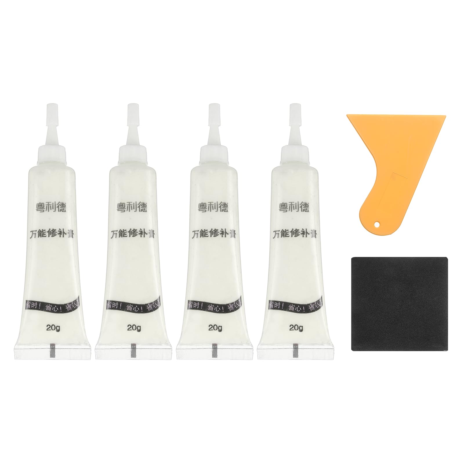 sourcing map Wood Repair Kit, 4 Pcs Touch Up Filler Wood with Scraper Sandpaper for Scratches Holes Crack Tables Desks Wooden Floors Repair Cover Ups, Creamy White