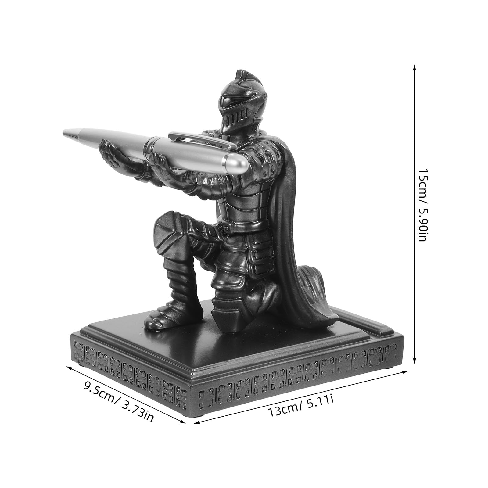 Einzigartiger Niedlicher Ritter Stifthalter aus Kunstharz und Edelstahl Stabil und Leicht zu Reinigen Elegantes Schreibtisch Accessoire für Büro und Arbeitsplatz