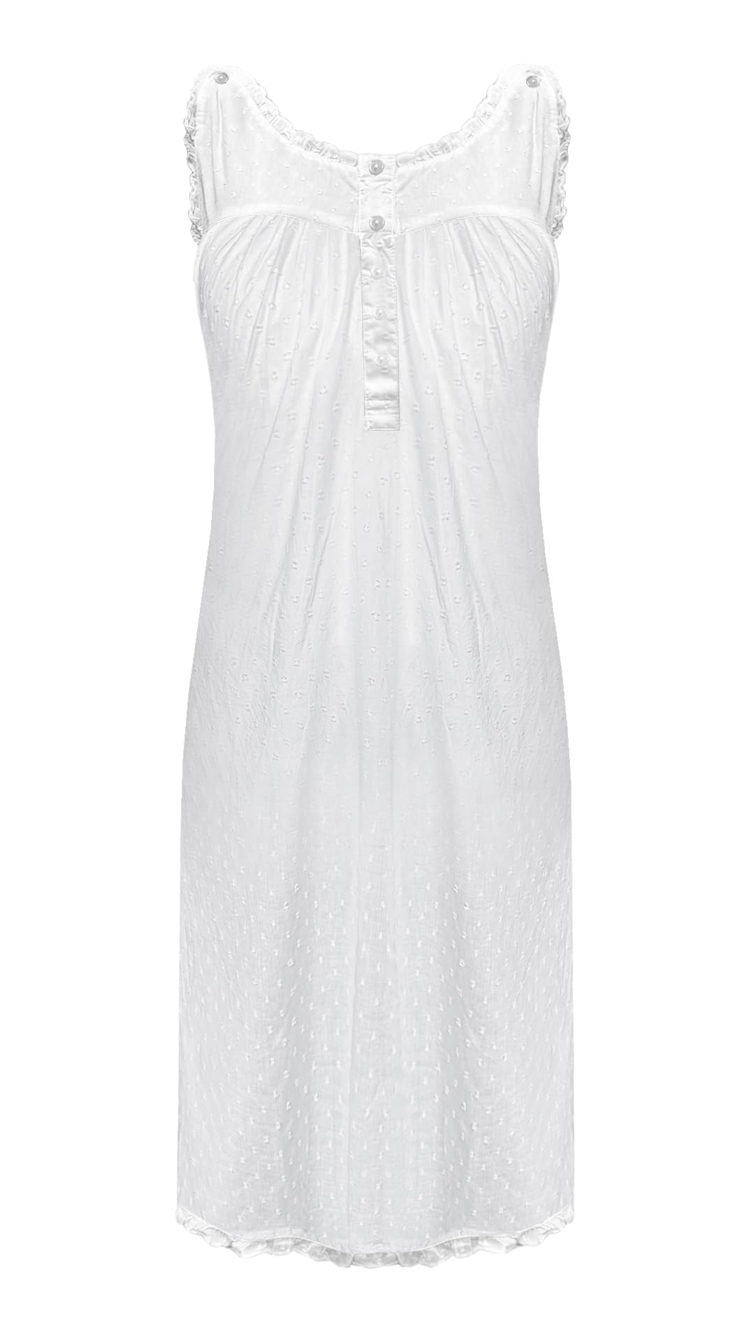 Nikaro Victorian Style White Cotton Nightdress Elegant Sleeveless Vintage