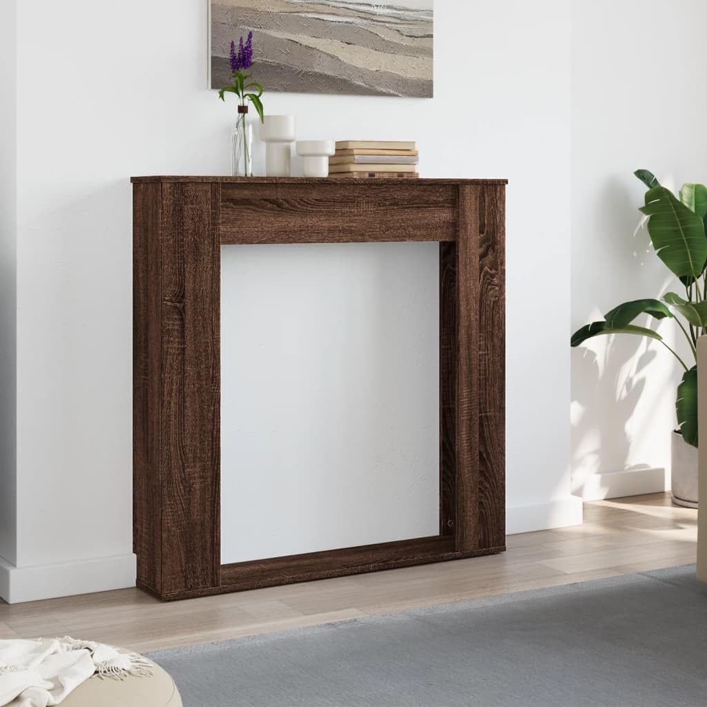 Rantry Arredo Cornice per Camino Rovere Marrone 100x20x100 cm in Truciolato, Mobilia Cornice Camino, Camino da Pavimento con Cornice e Bruciatore, Accessori Camino, Cornice Legno