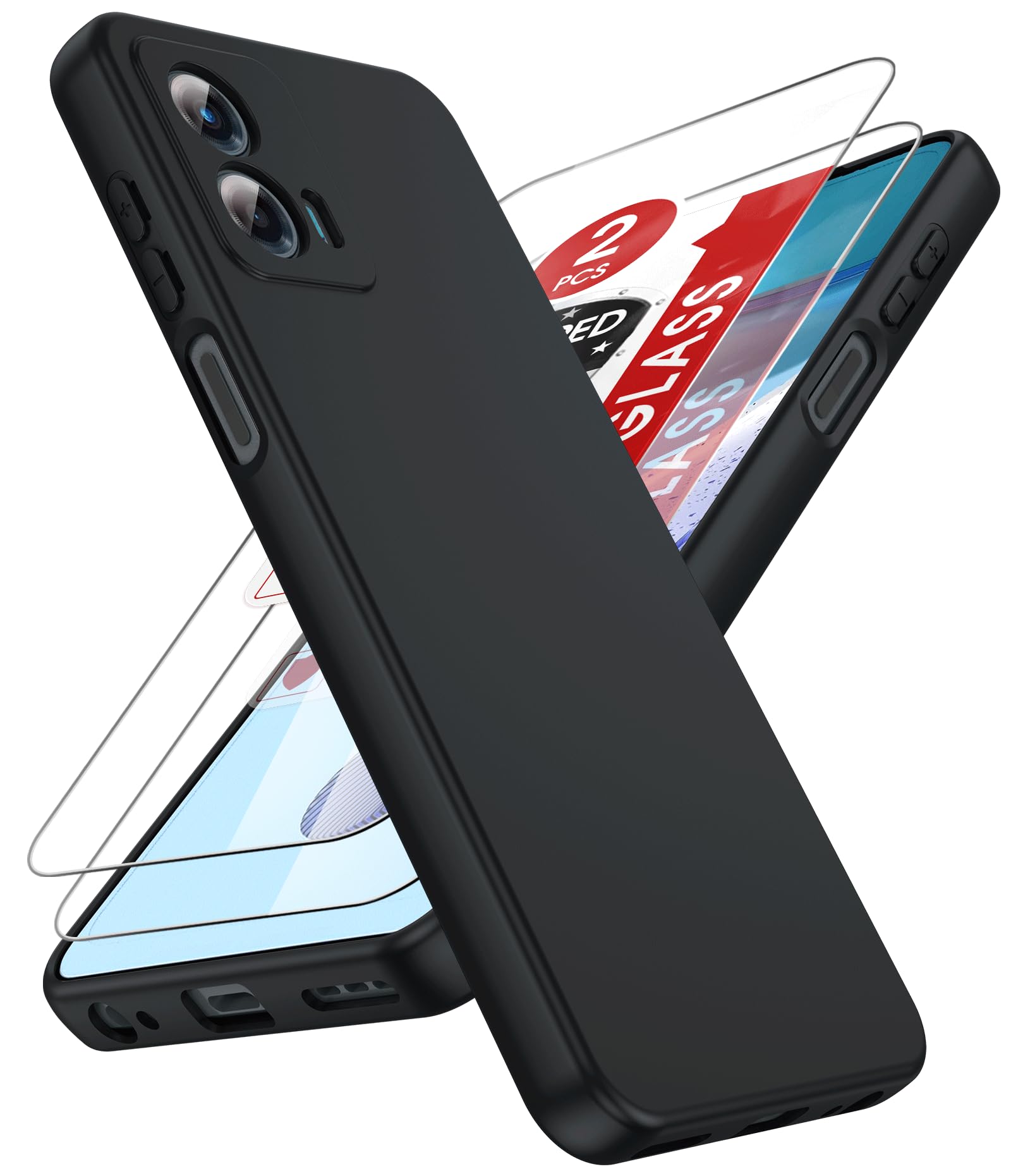 LeYi for Motorola Moto G 5G 2023 Case (XT 2313): Silicone Case with Screen Protector, Black