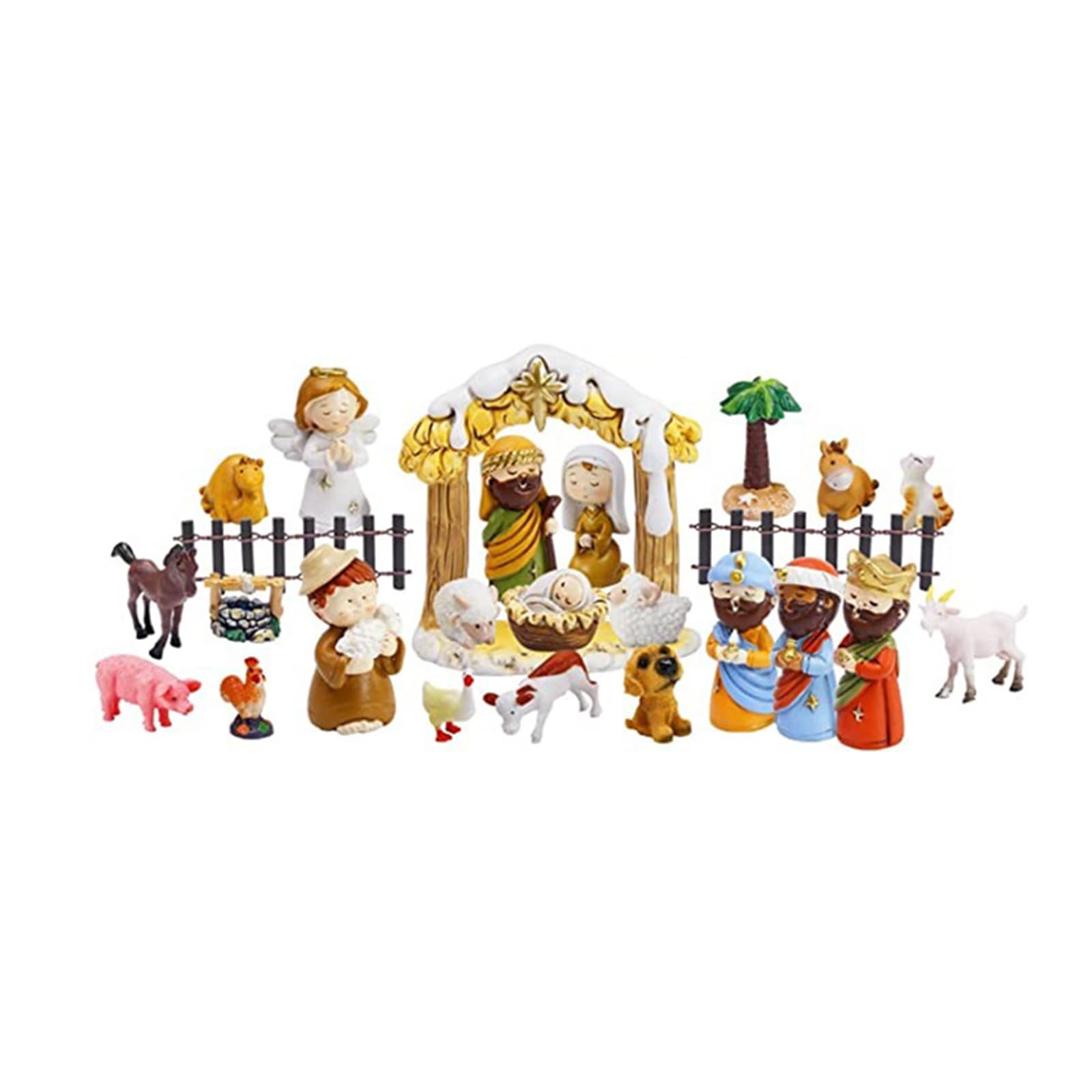 mayDONG - Juego de calendario de Adviento con escena de la Natividad, 24 días de belén de Navidad, calendario de Adviento religioso cristiano, cuenta regresiva