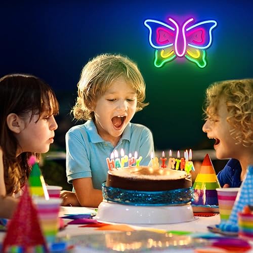 Miniatura 2 de Letreros de neón de mariposa para decoración de pared, letreros de neón LED decorativos de Arrinew alimentados por USB, luces de neón de mariposa