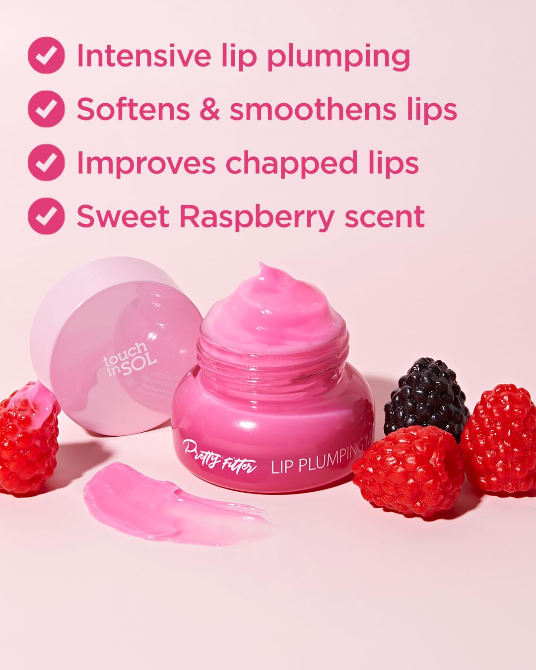 Pretty Filter - Máscara de labios voluminizadora e hidratante con manteca de karité, cuidado de la piel coreano, hidratante, reparación de labios, relleno de labios, aroma a frambuesa 3