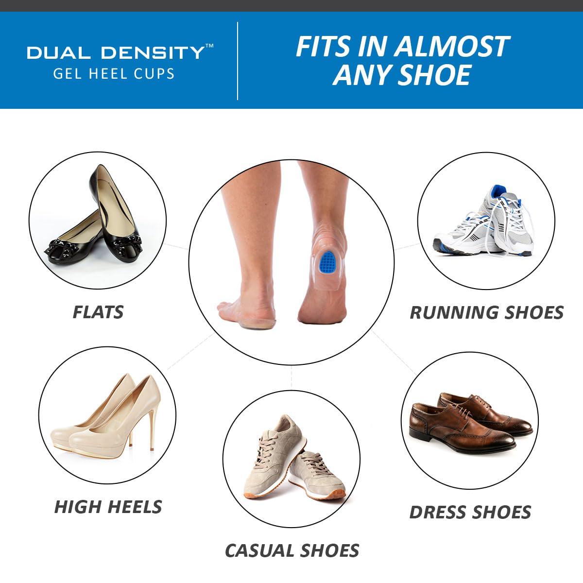 Tuli's Dual Density Heel Cups – Talloniere a Doppia Densità per Malessere al Tallone, Fascite Plantare e Sperone Calcaneare, 1 Paio, Regular