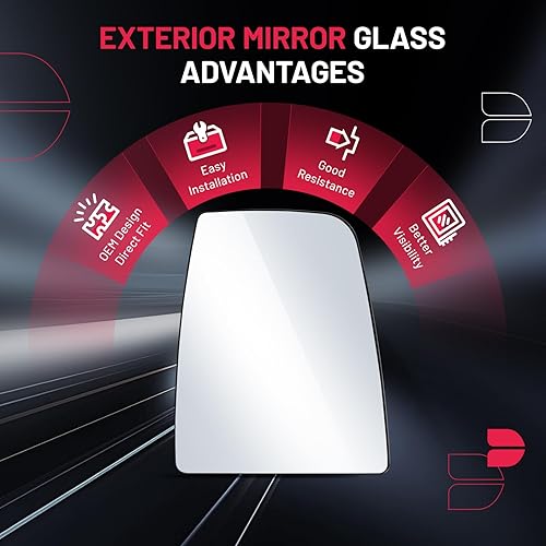 Miniatura 5 de BDFHYK Espejo retrovisor superior derecho del pasajero compatible con Transit T150 T250 T350 2015-2022 Vista lateral convexo calentado con placa de