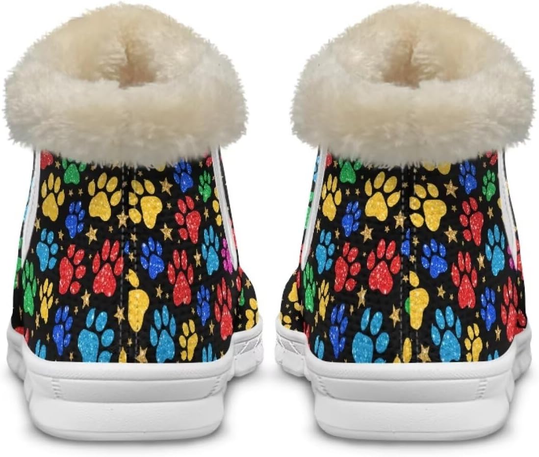 Womens Snow Boots Warm Plush-edge Comfy Non-Slip Winter Outdoor Slip On Comfortable Ankle Booties Size 6-12 White Sole
