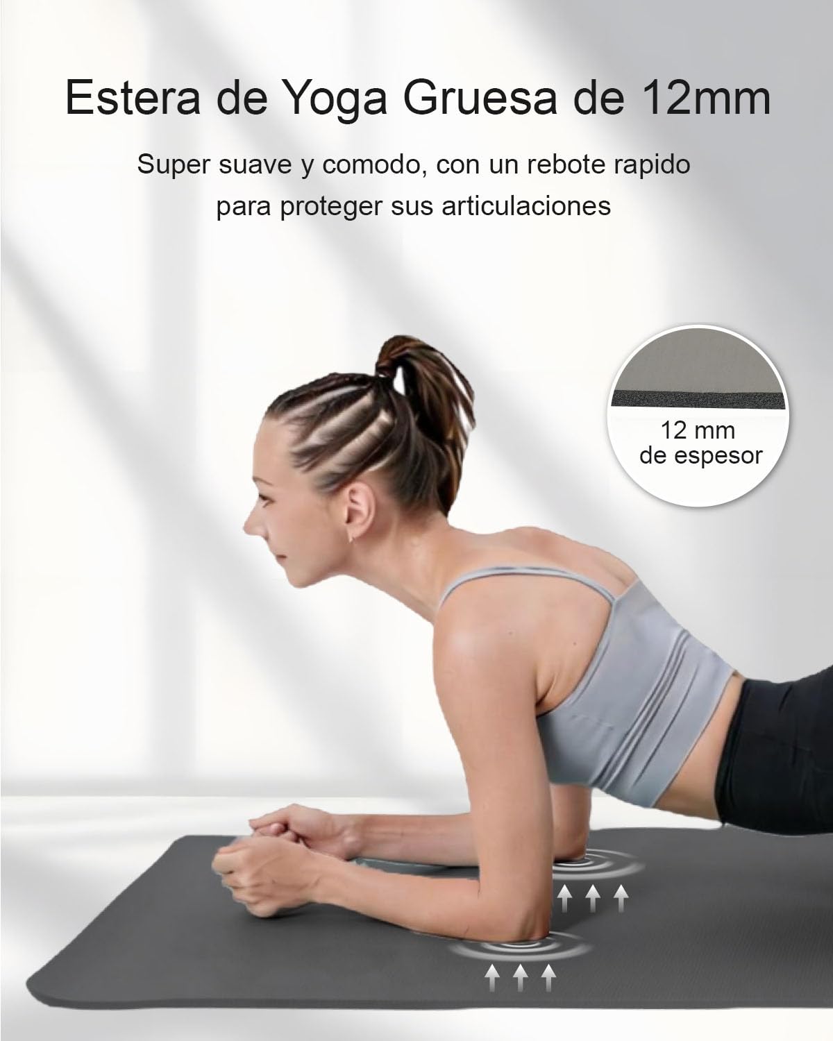Esterilla de gimnasia 195 x 61 x 1,2 cm NBR esterilla de yoga gruesa para gimnasio en casa con correa de transporte