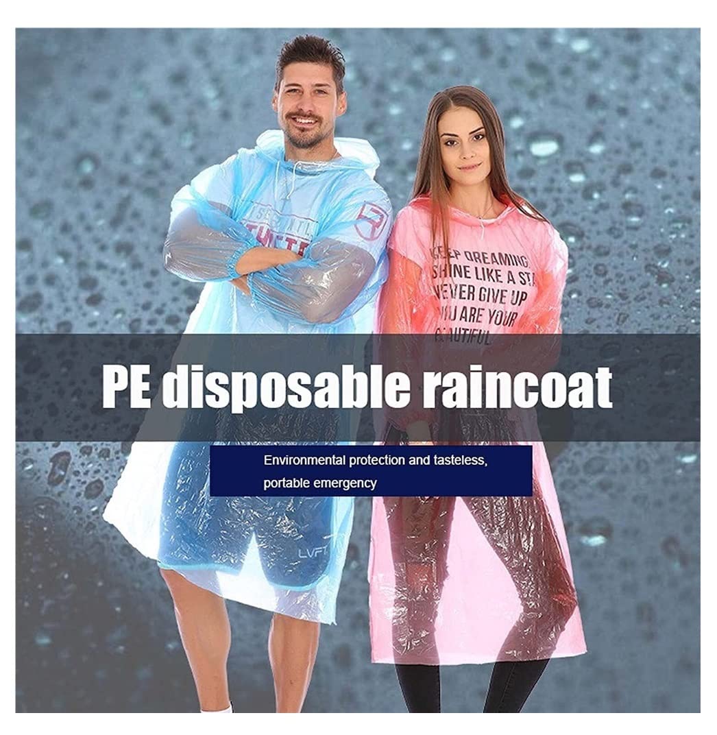 Impermeable Cape De Pluie Imperméable Long Jetable 10 Pièces, Poncho De Pluie Pliable en PE, Vêtements De Pluie Portables pour Trave Impermeable Homme Femme (Color : White, Size : One Size)