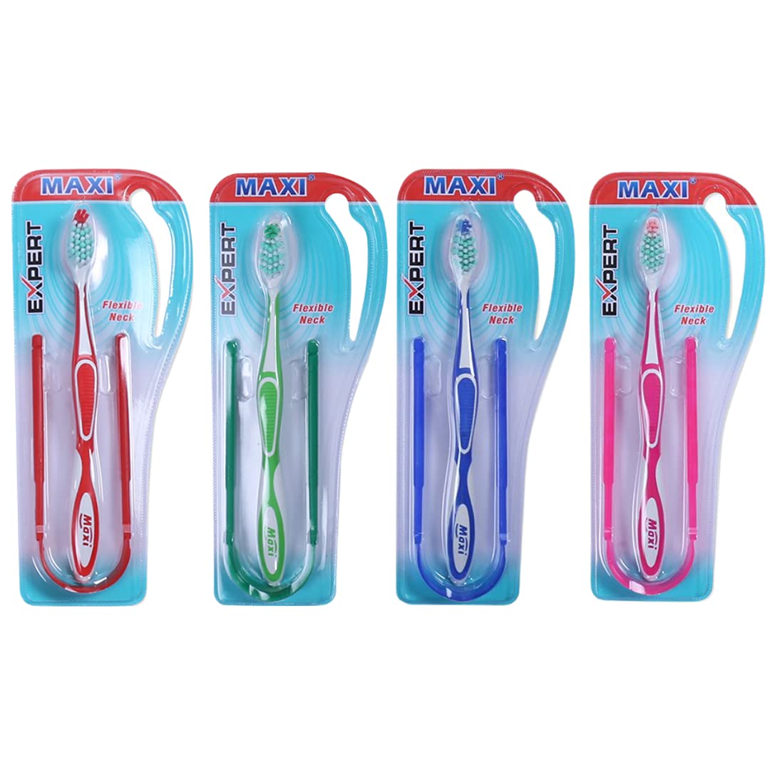 MAXI Adult Expert Soft Bristles Manual Toothbrush With Dual Action Tongue Cleaner-Oral Hygiene Kit, Perfect Combo For Family, Multicolor (Pack Of 4) (B0BHP6N14Q) Amazon Price History, Amazon Price Tracker