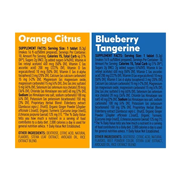 Nuun-Immunity-Immune-Support-Hydration-Supplement-Electrolytes-Antioxidants-Vitamin-C-Zinc-Turmeric-Elderberry-Ginger-Echinacea-Blueberry-Tangerine-Orange-Citrus-4-Tubes-40-Servings Nuun Hydration Immunity Electrolyte Tablets With 200mg Vitamin C, Blueberry Tangerine + Orange Citrus, 4 Pack (40 Servings)