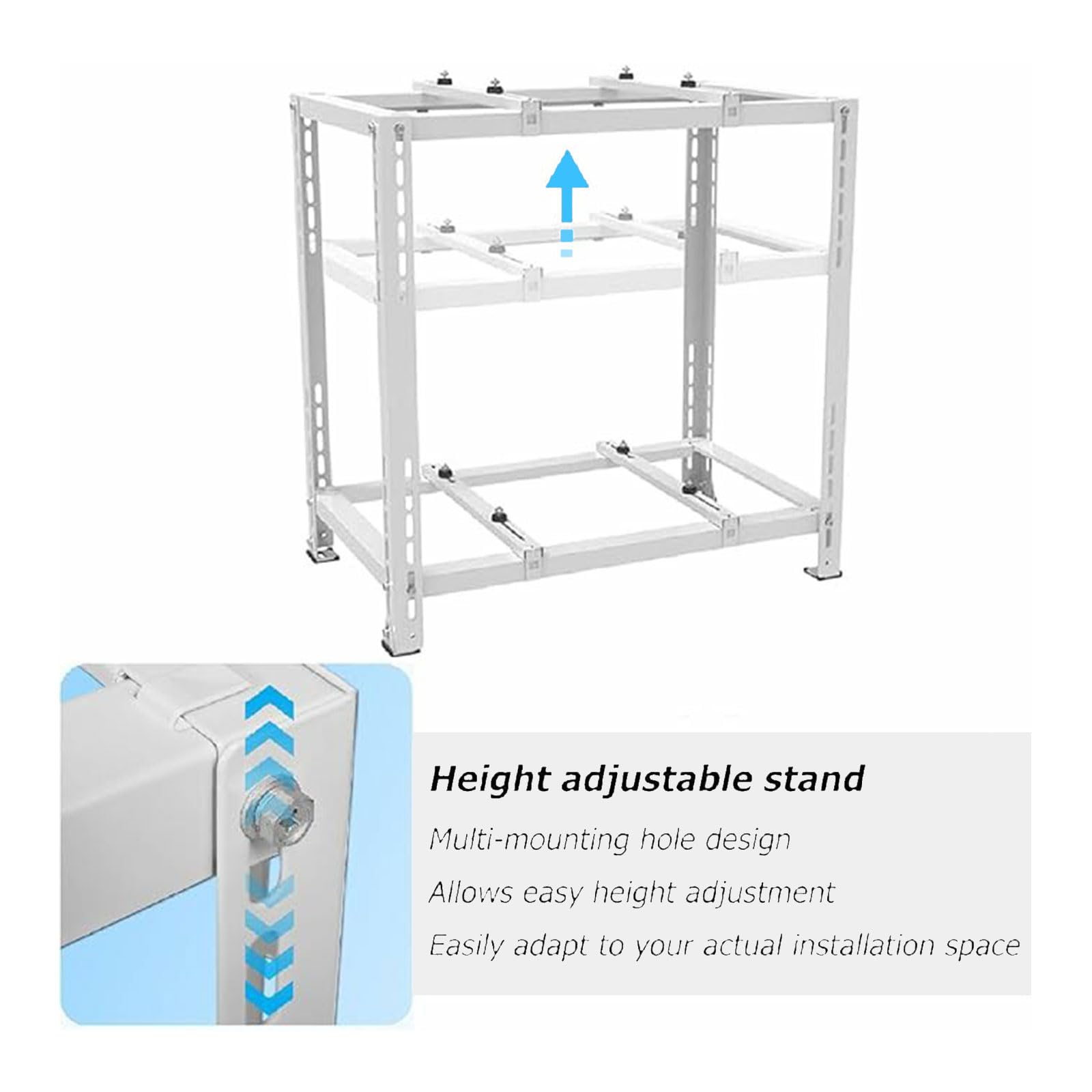 Staffa Mensola Regolabile Condizionatore Climatizzatore Unità Esterna, Mensole Acciaio Zincato, Include Sistema di Fissaggio SX e Piedini Antivibranti（Size：90x90x50cm）