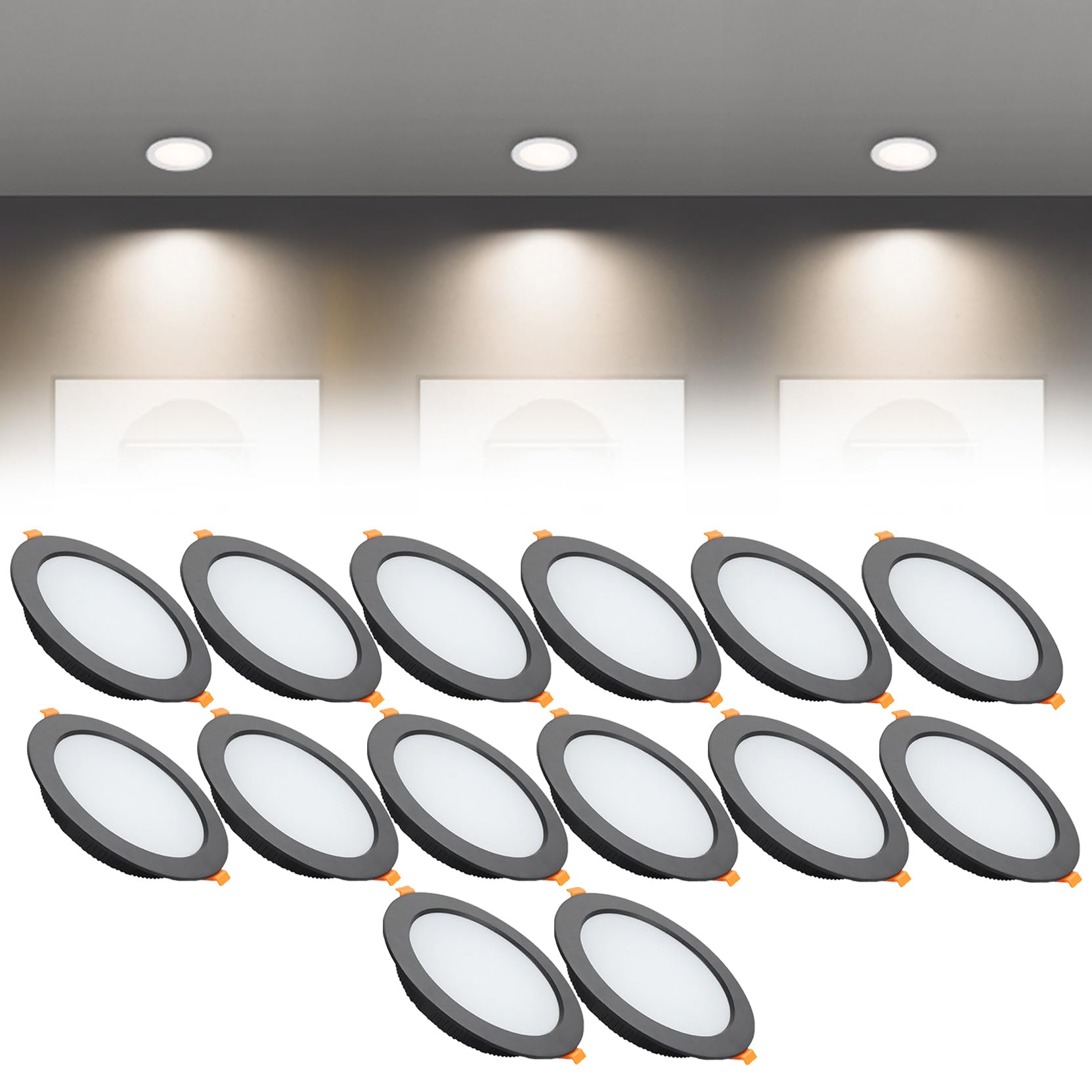 Syibelters 12W LED Recessed Ceiling Lights 145mm Natural White 4000K 12W 240LM, Cut Φ110-130mm, AC110-240V Ultra Slim Downlights, LED Panel Light for Living Room Hallway, 14 Pack