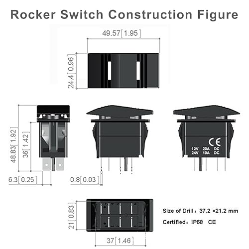 Vista 62 de Interruptor basculante de 3 pines con texto "luces NAV", negro con lente azul. Contura III, se adapta a Car-ling, Cole Hersee, Blue seas,Contura III