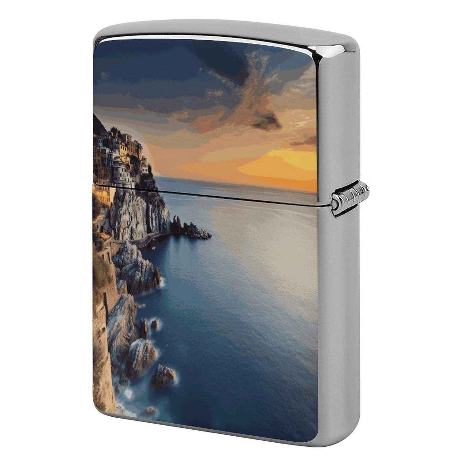 Fekiloot Style Italy Sea At Sunset Lighter Case Cover Metal Lighter Case