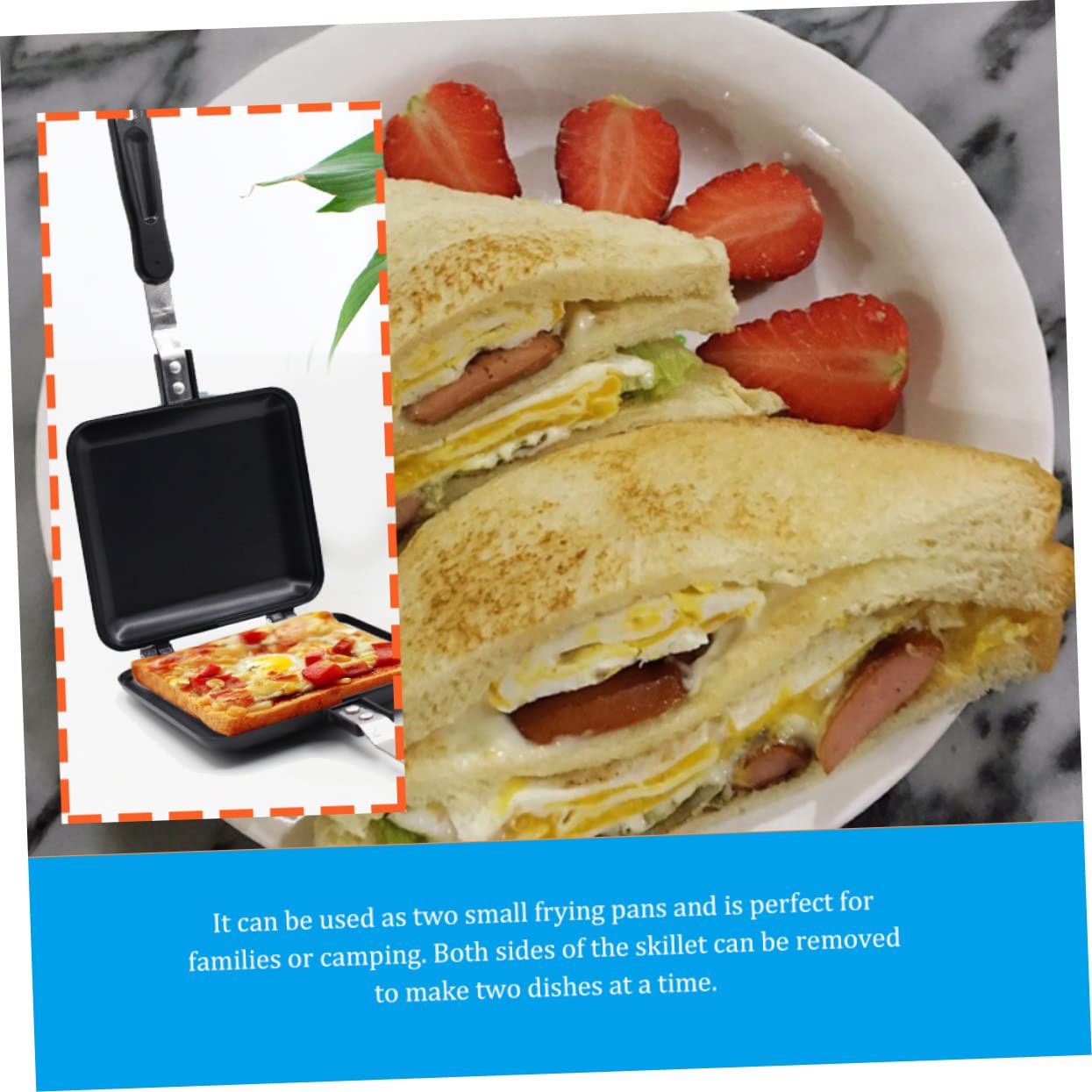 NAMOARLY Sandwich Baking Pan Non-stick Grilled Cheese Maker Frying Tray for Breakfast Double-sided Kitchen Tool for Sandwiches and Eggs