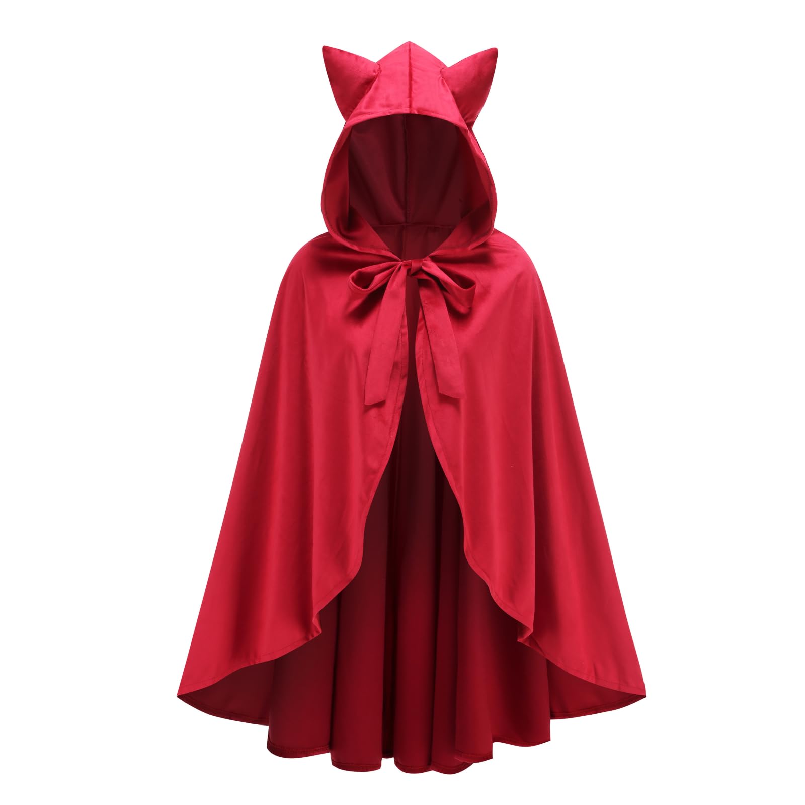 DELIVESS Little Red Riding Hood Cloak Women Halloween Christmas Retro Performance Fancy Hooded Cloak (27.56", Red with Ears) โ image 1
