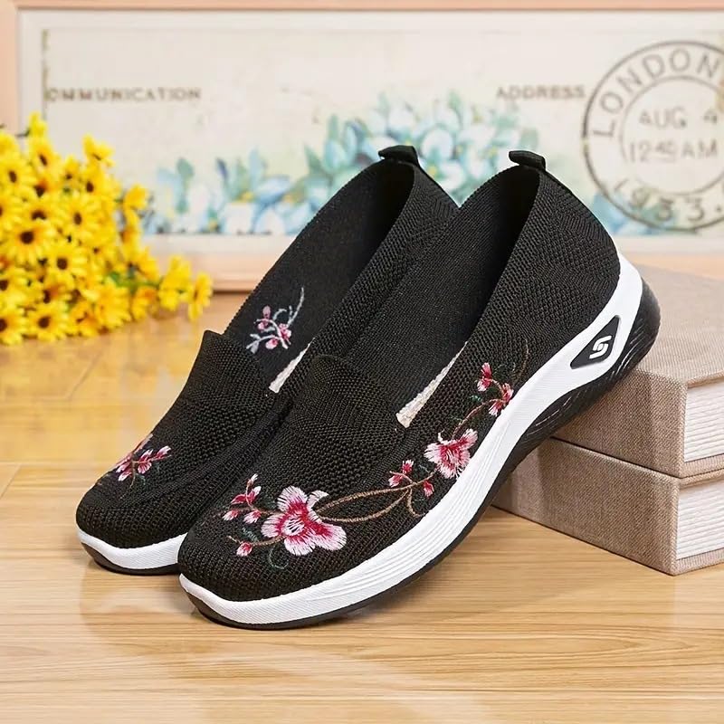 Fashionable Floral Pattern Mesh Breathable Lightweight Non-Slip Sneakers for Women, Designer, Casual Comfortable Sports Shoes, All-Match Commuter for Work & Daily, Summer Walking Shoes3