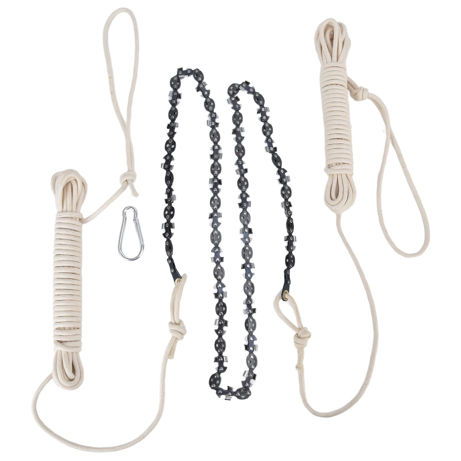 Raguso Portable Survival Saw, Logging 62 Teeth 48in 64 Sections High Reach Hand Rope Chainsaw Trimming for Tree Limb for Garden